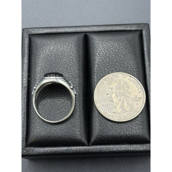 New Condition Sterling Silver Onyx Cross Ring Size 7 - Picture 8 of 9